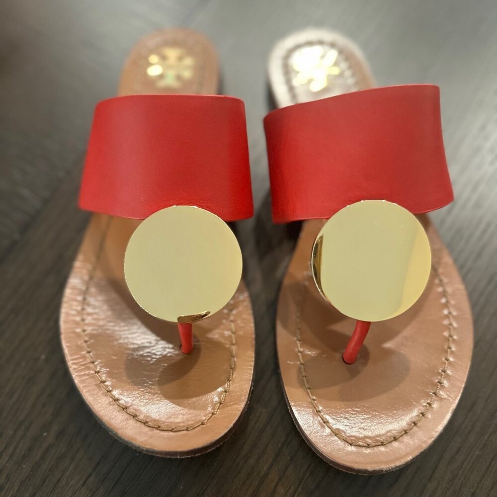 Authentic Luxury Tory Burch Patos Disk Sandal – Calf Leather in a size 7